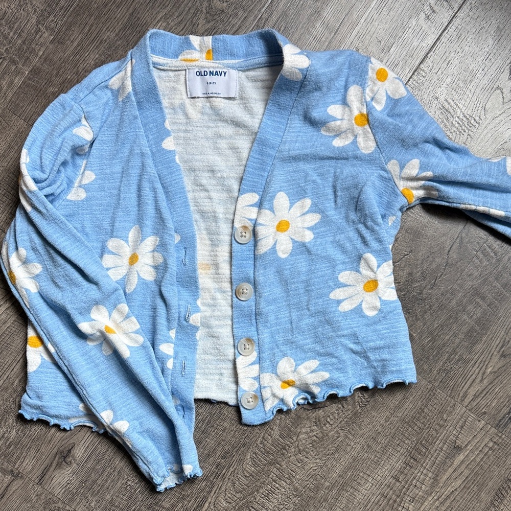 Old Navy Light Blue Daisy Button-Up Cardigan